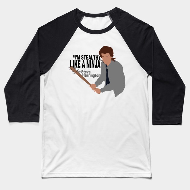 Ninja Steve Minimalist Baseball T-Shirt by FortuneDesigns